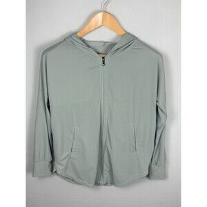 Sage Green Lightweight Zip Hoodie Nylon Spandex Athleisure Jacket Small